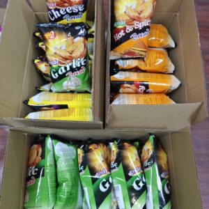 [ 65g x 12pkt ] Win2 Crispy Breads [ Garlic / Cheese / Hot & Spicy ] ( Vegetarian for Garlic and Cheese)