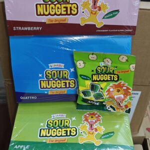 [ 45g x 12pkts ) Beardy Sour Nuggets ( Apple(Green) / Quattro(Blue) / Strawberry(Pink) ) Halal