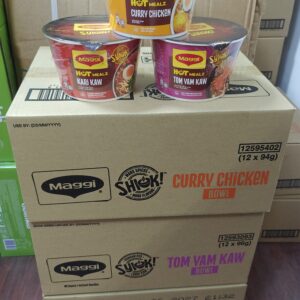 [ 94g x 12bowls ] Maggi Hot Mealz [ Curry Chicken(Orange) / Kari Kaw(Red) / Tom Yam(Purple) ] Halal