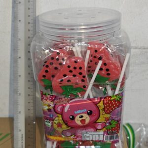 [ 30 Sticks ] Strawberry Shaped Lollipops Bottle [ Halal ]