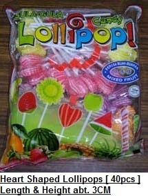 [ 40sticks ] Heart Shaped Lollipop [ Vegetarian ] Diameter - 3.5CM ]