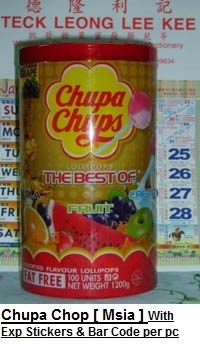 [ 100sticks ] Chupa Chops [Msia] With Expiry Date & Bar Code per pc [ Halal ]