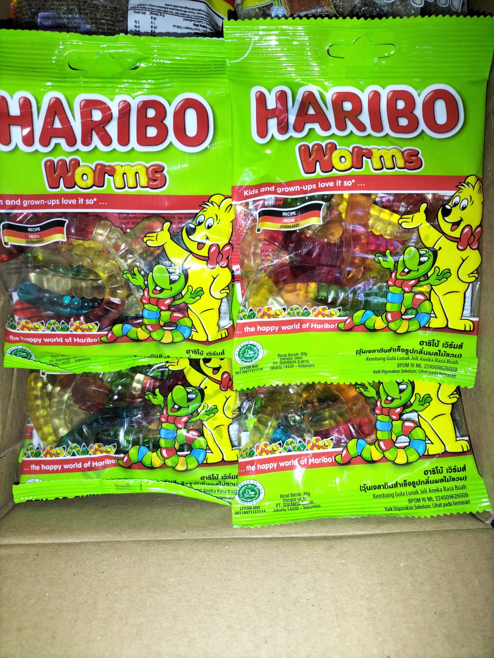 [ 80g x 10pkt ] Haribo Worms Gummy [ Halal ]