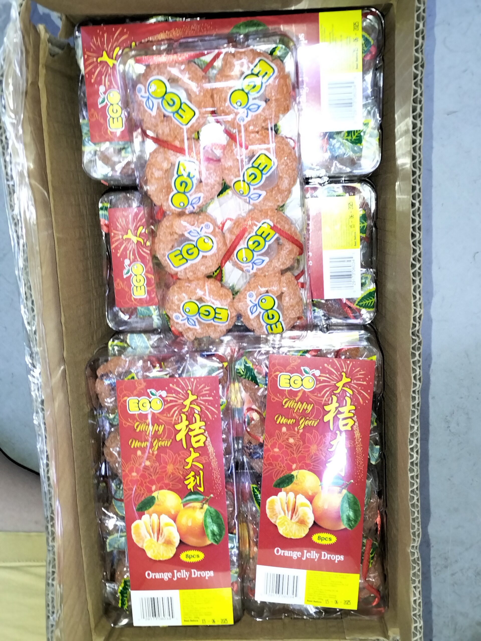 [ 200g(8pcs) x 10 Trays ] EGO Mandarin Orange Jelly Drop
